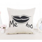 Love U Moustache and Me Too Lips Couple Cushion